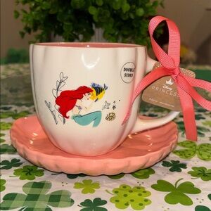 Rae Dunn Disney The Little Mermaid Tea Cup & Shell Saucer- 16oz
